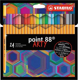 Fineliner - STABILO point 88 - ARTY - 24er Pack - mit 24 verschiedenen Farben 