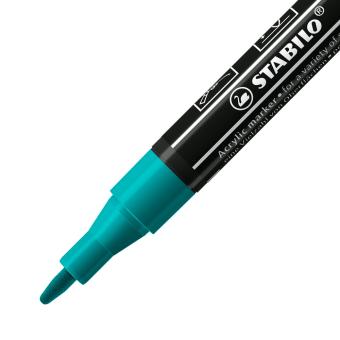 Acrylmarker - STABILO FREE Acrylic - T100 Rundspitze 1-2mm - Einzelstift - blaugrün 
