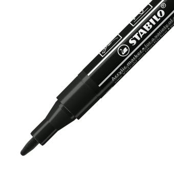 Acrylmarker - STABILO FREE Acrylic - T100 Rundspitze 1-2mm - Einzelstift - schwarz 