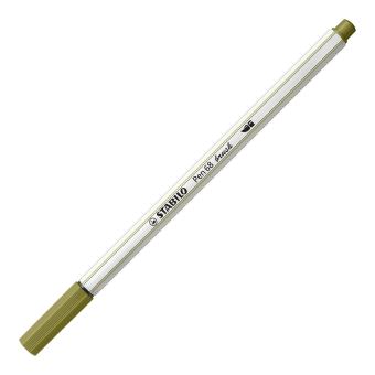 Premium-Filzstift mit Pinselspitze für variable Strichstärken - STABILO Pen 68 brush - Einzelstift - schlammgrün 
