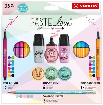 Stifte-Set  STABILO Pastellove Set  35er Pack Fineliner, Premium-Filzstifte, Textmarker & Bleistifte 