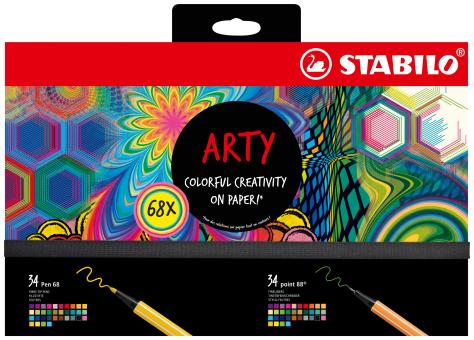 Stifte-Set  STABILO ARTY Creative Set 68er Pack  Fineliner & Premium-Filzstifte 