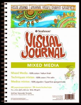 STRATHMORE 500 Mix Media Visual Journal Skizzenbuch, 34 Blatt, 190 g/m², Naturweiß 23 x 31 cm