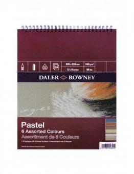 Daler-Rowney Ingres-Pastell Block ca. A4 Spiralbindung oben 6 farbig 