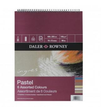 Daler-Rowney Ingres-Pastell Block ca. A3 Spiralbindung oben 6 farbig 