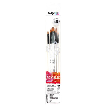 Darwi 5er Pinselset  fein 3 Rund / 2 Flach 