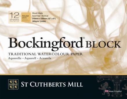 Bockingford Block, 12 Blatt, rundum geleimt, rauh, 300 g/m2, 31 x 23 cm