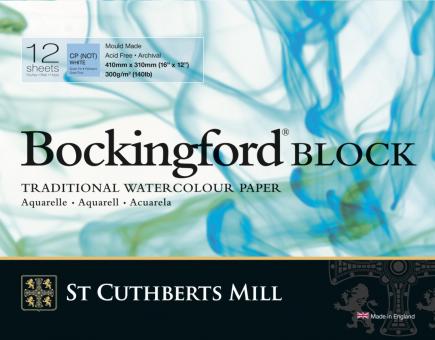Bockingford Block, 12 Blatt, rundum geleimt, fein, 300 g/m2 41 x 31 cm