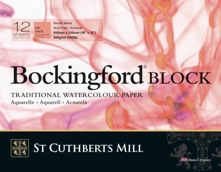 Bockingford Block, 12 Blatt, rundum geleimt, satiniert, 300 g/m2, 41 x 31 cm