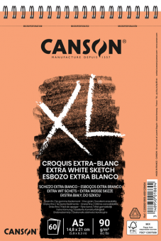 CANSON XL A5 Skizzenblock Croquis Extra White Spiralbindung oben 