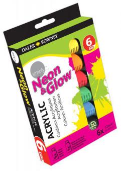 Daler Rowney Neon & Glow Acrylfarbe 6x12ml 