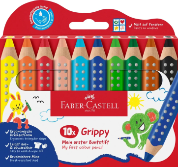 Faber-Castell Buntstft Grippy 10er Set / Angebot mit Spitzer 