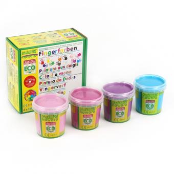 ökoNORM nawaro Fingerfarben 4er Set M "Princess Ecofee" - rosa pink violett türkis 