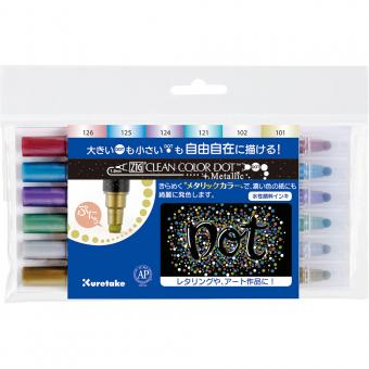 Kuretake ZIG Clean Color Dot Set 6 metallic Farben 