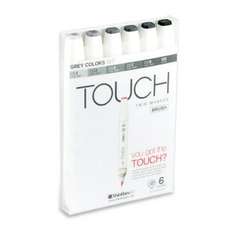 Touch Twin Brush Marker 6er Set grey colors 