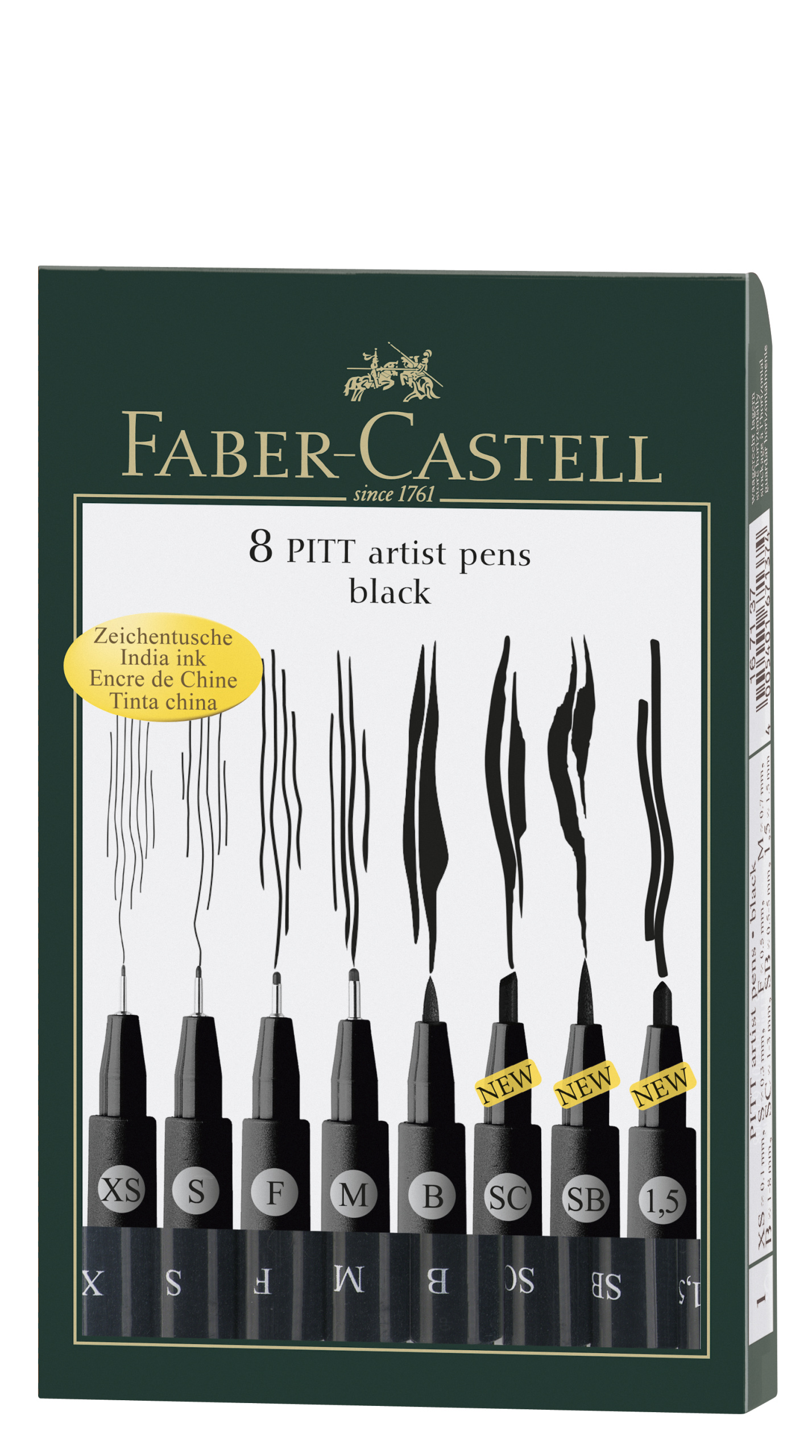 Faber Castell Tuschestift PITT artist pen 8er Etui Schwarz (XS, S, F, M
