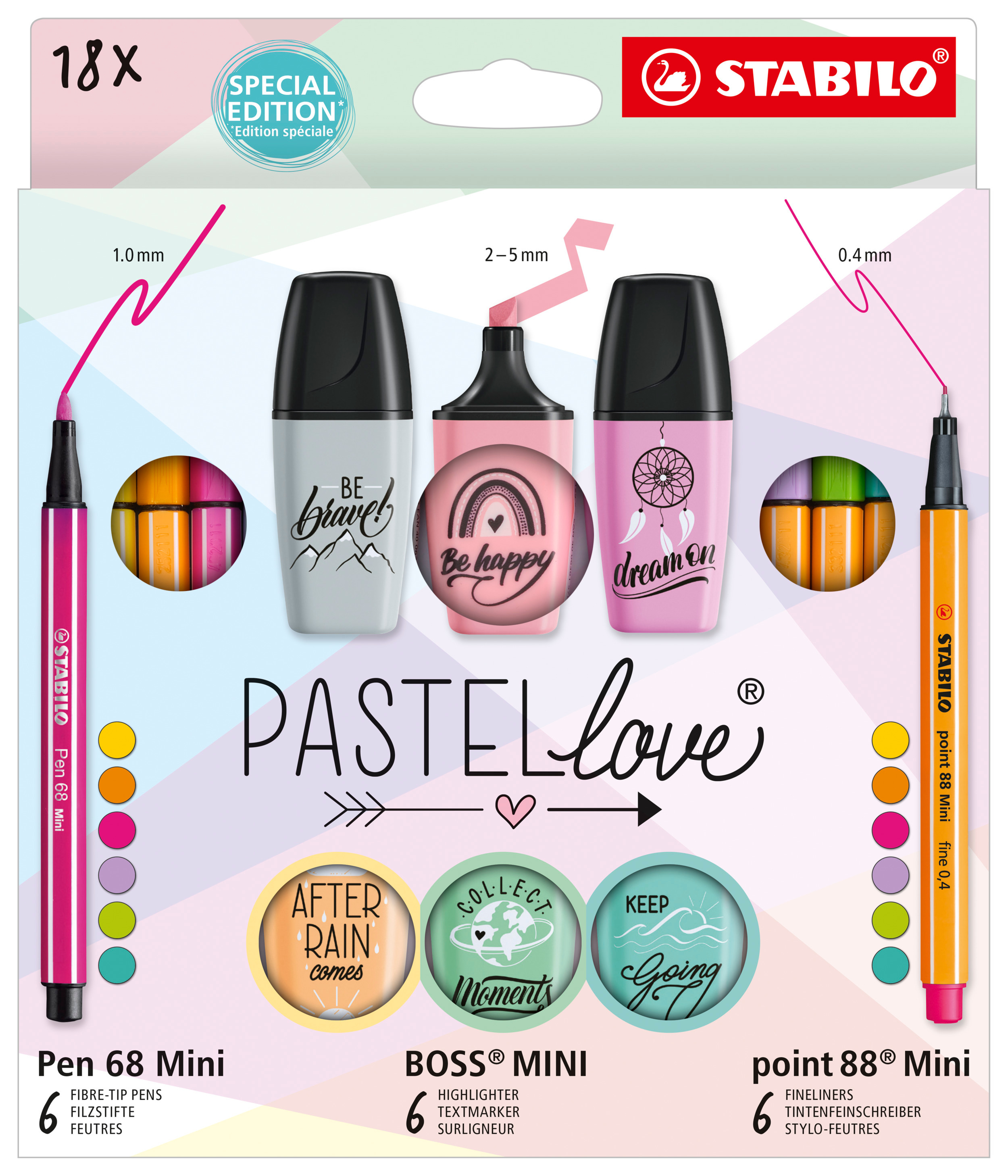 Stifte-Set STABILO Pastellove Set 18er Pack - Fineliner, Premium-Filzstifte  & Textmarker